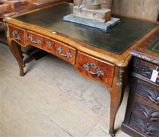 Louis XV style burr walnut bureau plat